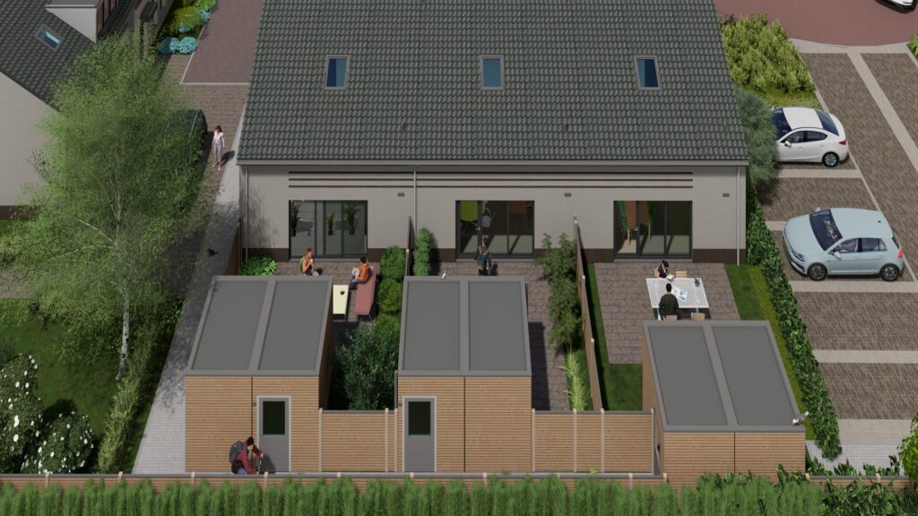 Achterzijde en tuin BeBo woningen